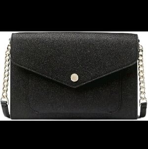 ✨️NWT✨️ Kate Spade Black Tinsel Glitter Flap Crossbody Clutch, 2022, $279 MSRP